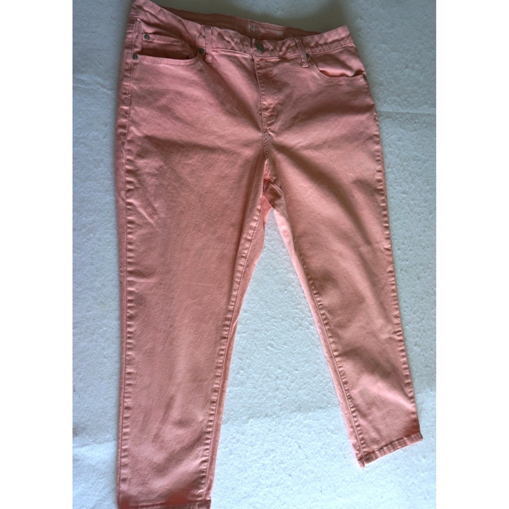 New Directions Womens Skinny Pants Peach Coral Stretch Denim Trousers 16R